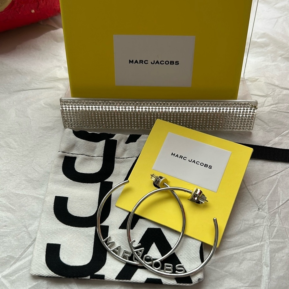 Marc Jacobs silver hoops with BOX